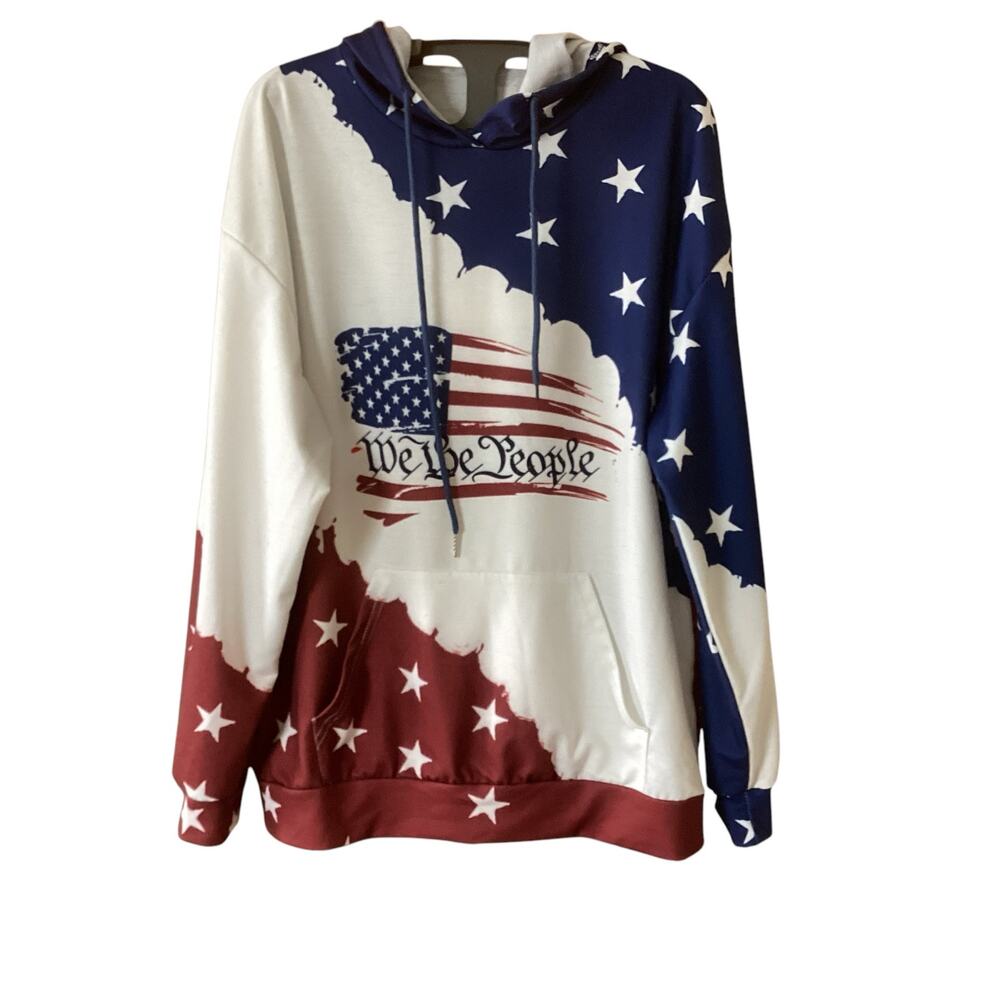 We The People All Over Graphic Hoodie No Tag Pit to Pit 23" L-XL Lightweight